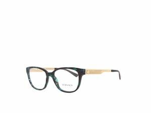 NEW VERSACE women's ve3240 square eyeglasses in green havana / gold